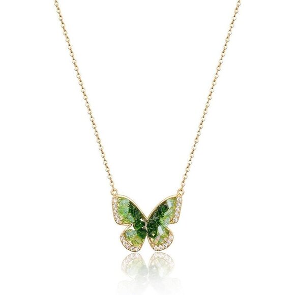 No Brand Jewelry - 🆕Women Green Stunning Butterfly Pendant Plated Brass Elegant Crystals Necklace